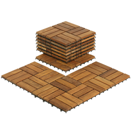 Bare Interlocking Flooring Tiles in Solid Teak Wood