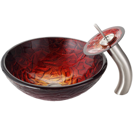 Kraus 10orb Nix Glass Vessel Sink And Waterfall Faucet