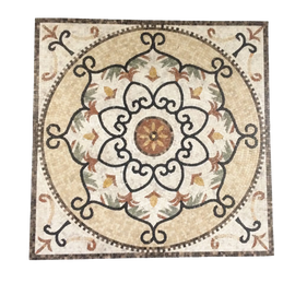 Marble Mosaic Stone Medallion Square Shape Floor Medallion Art Decoration Tile 36