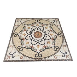 Marble Mosaic Stone Medallion Square Shape Floor Medallion Art Decoration Tile 36
