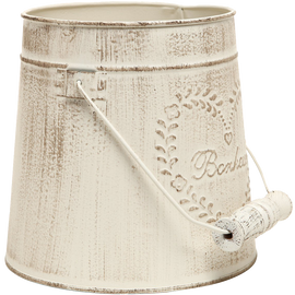 Mygift French Country Vintage Style Rustic Metal Garden Decor Bucket Centerpiece Vase Flower Holder