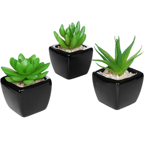 Set Of 3 Modern Home Decor Mini Succulent Artificial Plants With
