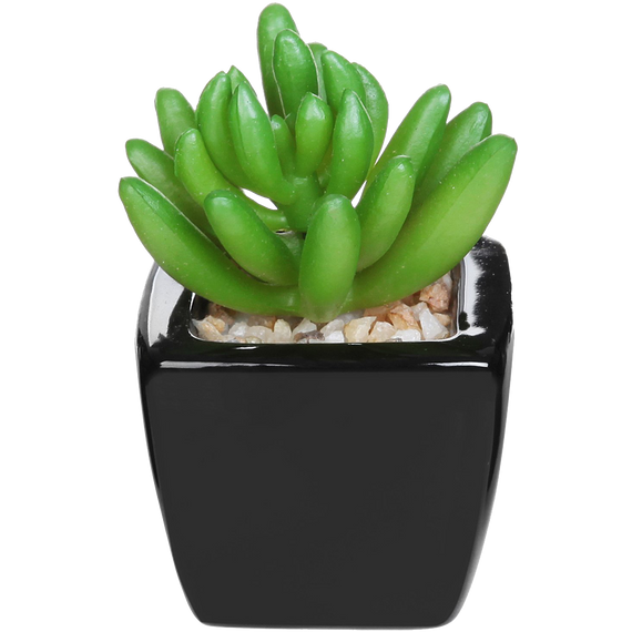 small faux plant in black pot Set Of 3 Modern Home Decor Mini Succulent Artificial Plants With Squar – Multibuy