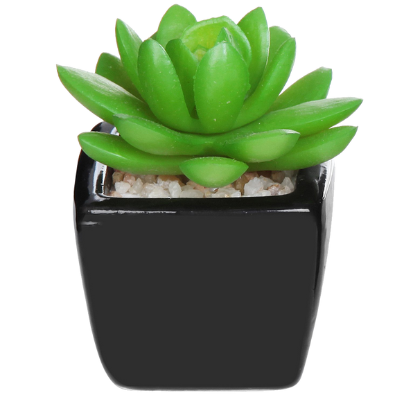 small artificial plants in black pots Set Of 3 Modern Home Decor Mini Succulent Artificial Plants With Squar – Multibuy